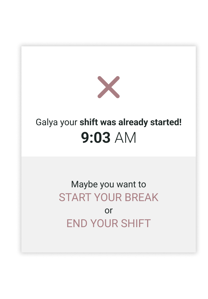 pop up error message