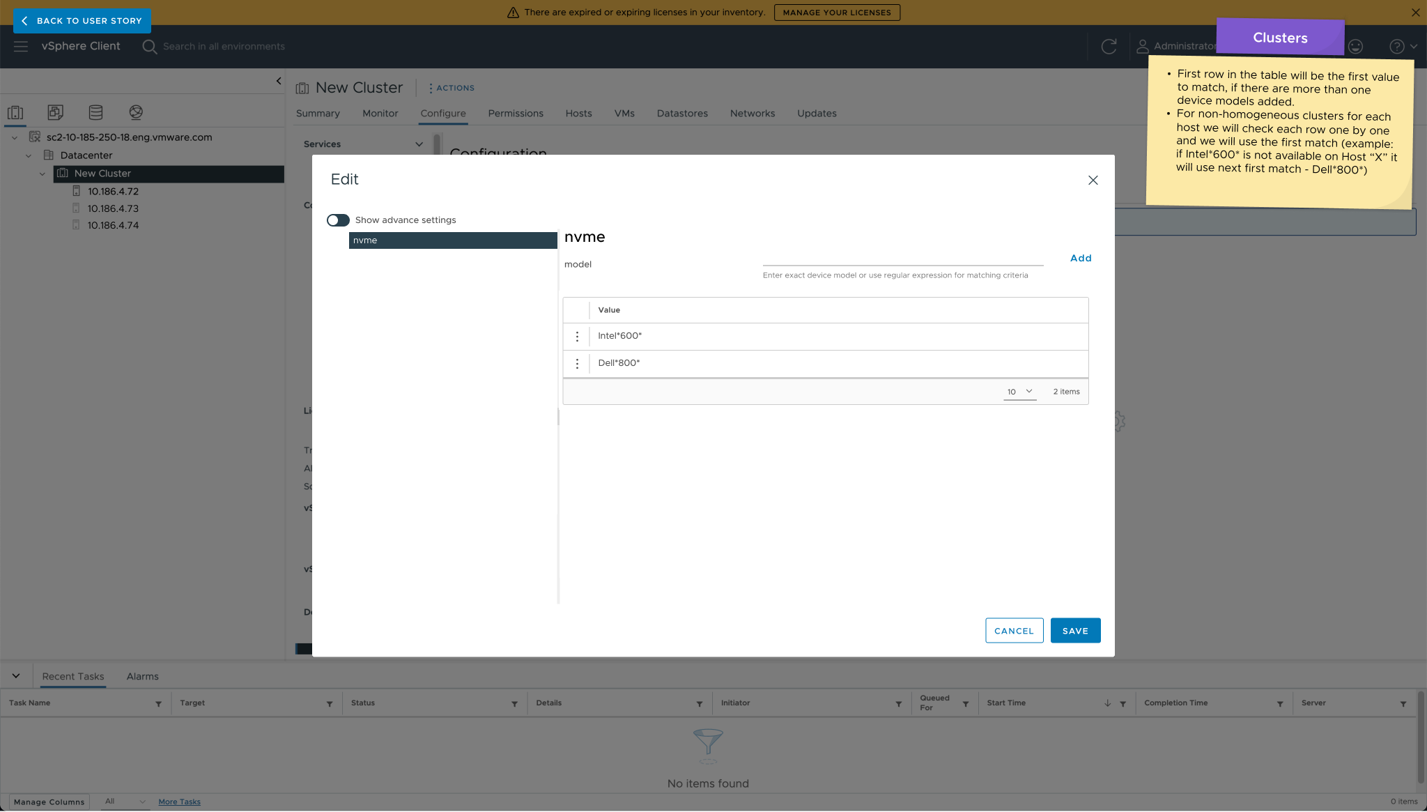 3.1. Host summary - no device reserved